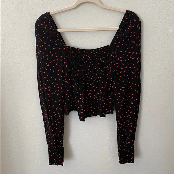 Free People Black Blouse with Red Cherries - Picture 10 of 16